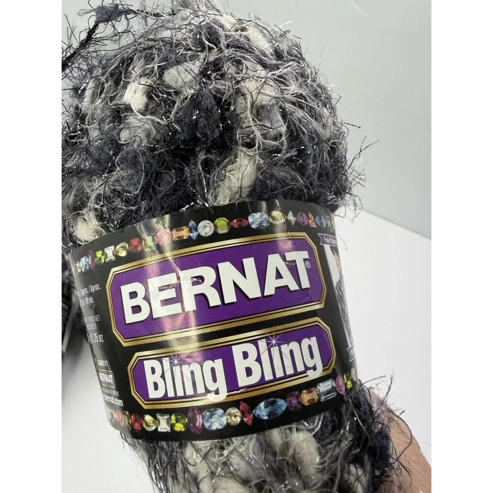 Bernat Bling Bling Yarn Lot of 9 Skeins Night Club Gray Bulky